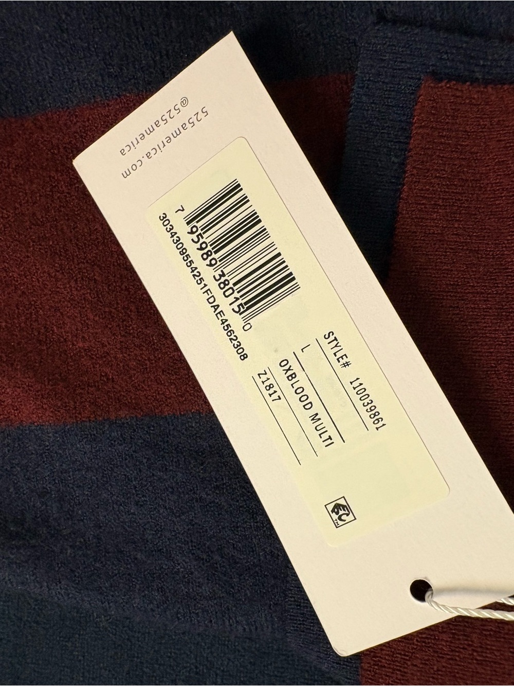 NWT 525 America Lennon double color striped rugby sweater Large - Picture 4 of 6